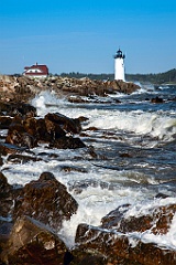 Crashing Surf on Rocky Shore by Portsmouth Harbor Lighthouse